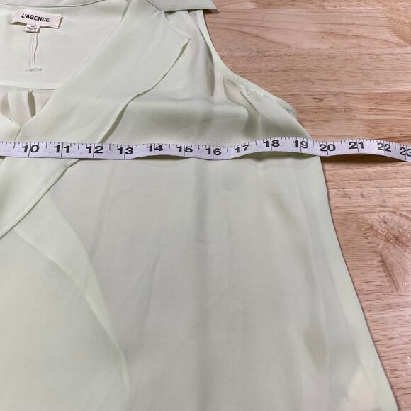 L’Agence NWOT Freja Silk Draped Blouse Light Mint Green Sleeveless Size S - Picture 10 of 11